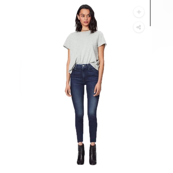 MOTHER Denim - MOTHER HIGH WAISTED LOOKER ANKLE FRAY TONGUE AND CHIC DARK WASH SIZE 25